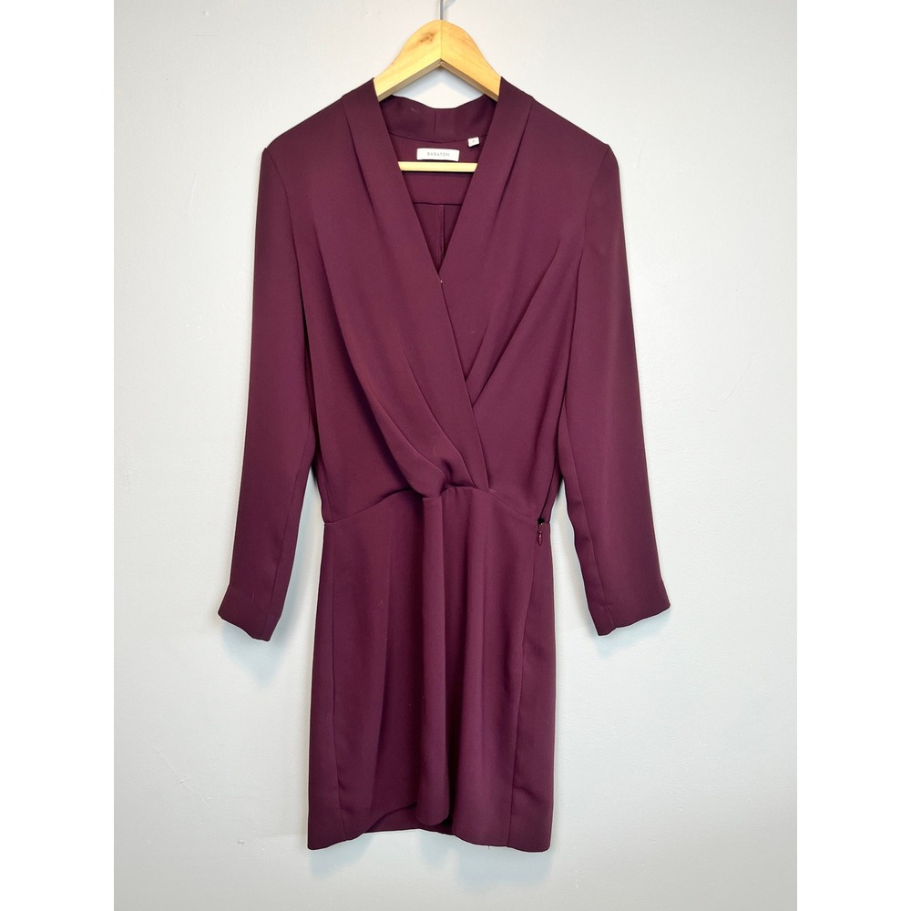 Babaton Aritzia Plum Purple Long Sleeve Wrap Mini Dress Size 0